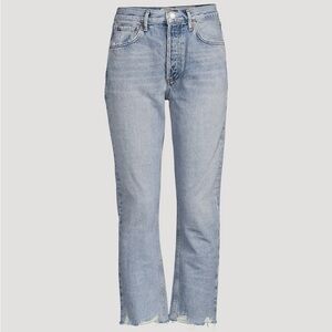 AGOLDE Riley High-Rise Straight-Leg Cropped Jeans Light Wash